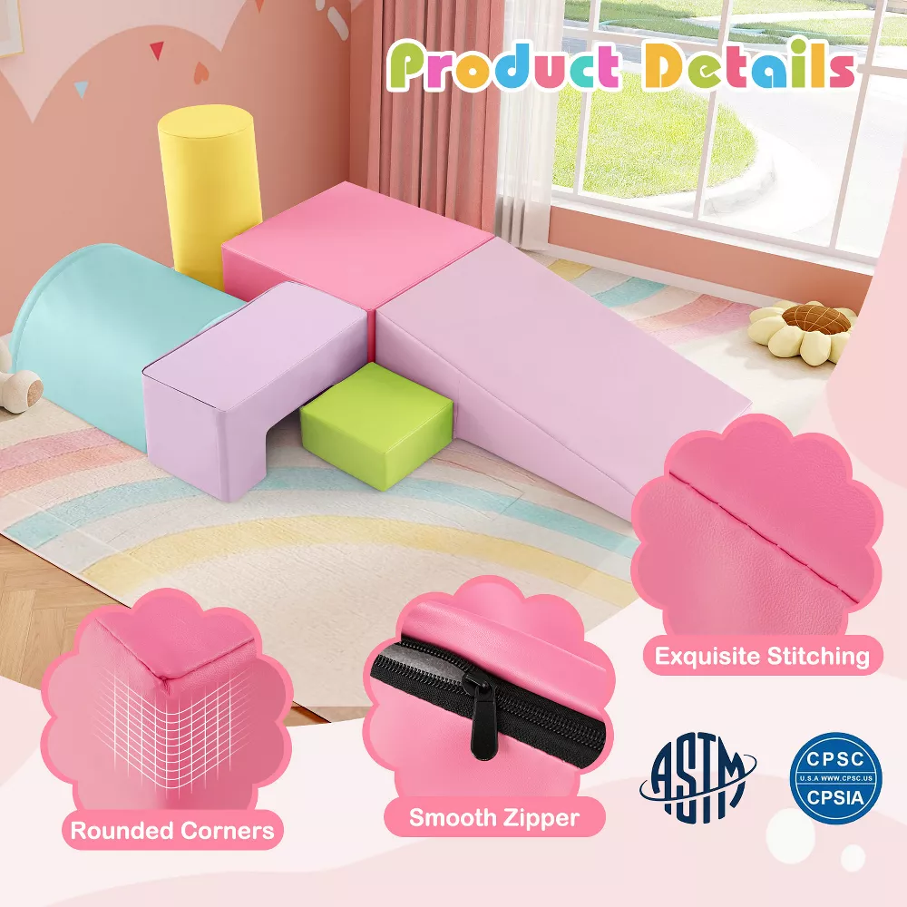 Set de 6 bloques de espuma suave para trepar y gatear multicolor -Costway - Imagen 3