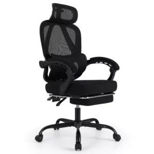 Alternative view of Silla de oficina ergonómica con reposapiés retráctil y respaldo reclinable - Costway