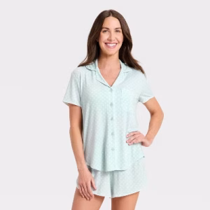 Conjunto de pijama: camisa y short verde menta para dama, talla XS -Auden
