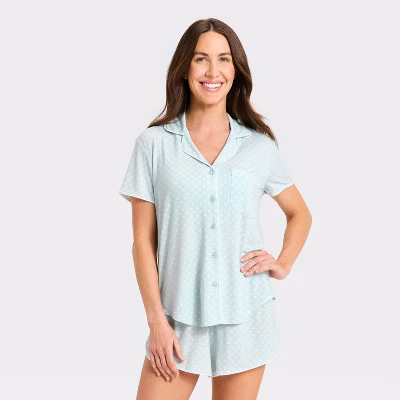 Conjunto de pijama: camisa y short verde menta para dama, talla XS -Auden