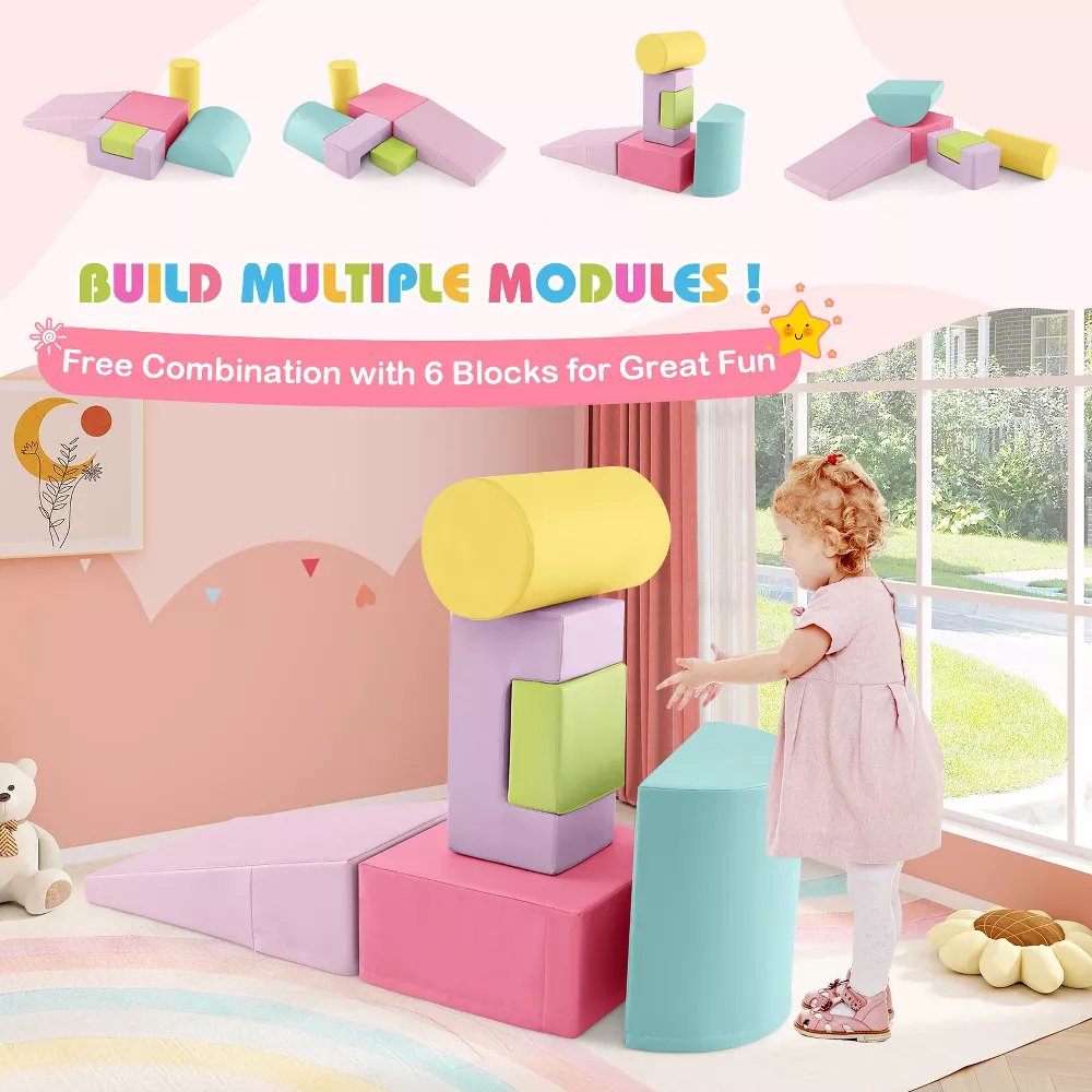 Set de 6 bloques de espuma suave para trepar y gatear multicolor -Costway - Imagen 4