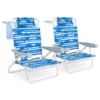 Par de sillas de playa plegables reclinables, con almohada para la cabeza, color azul -Costway