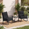 Conjunto de 3 piezas: Sillas mecedoras de ratán y mesa -Costway