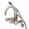 Grifo para tina de pared ajustable de 7 pulgadas, manija moleteada y ducha de mano -Kingston Brass