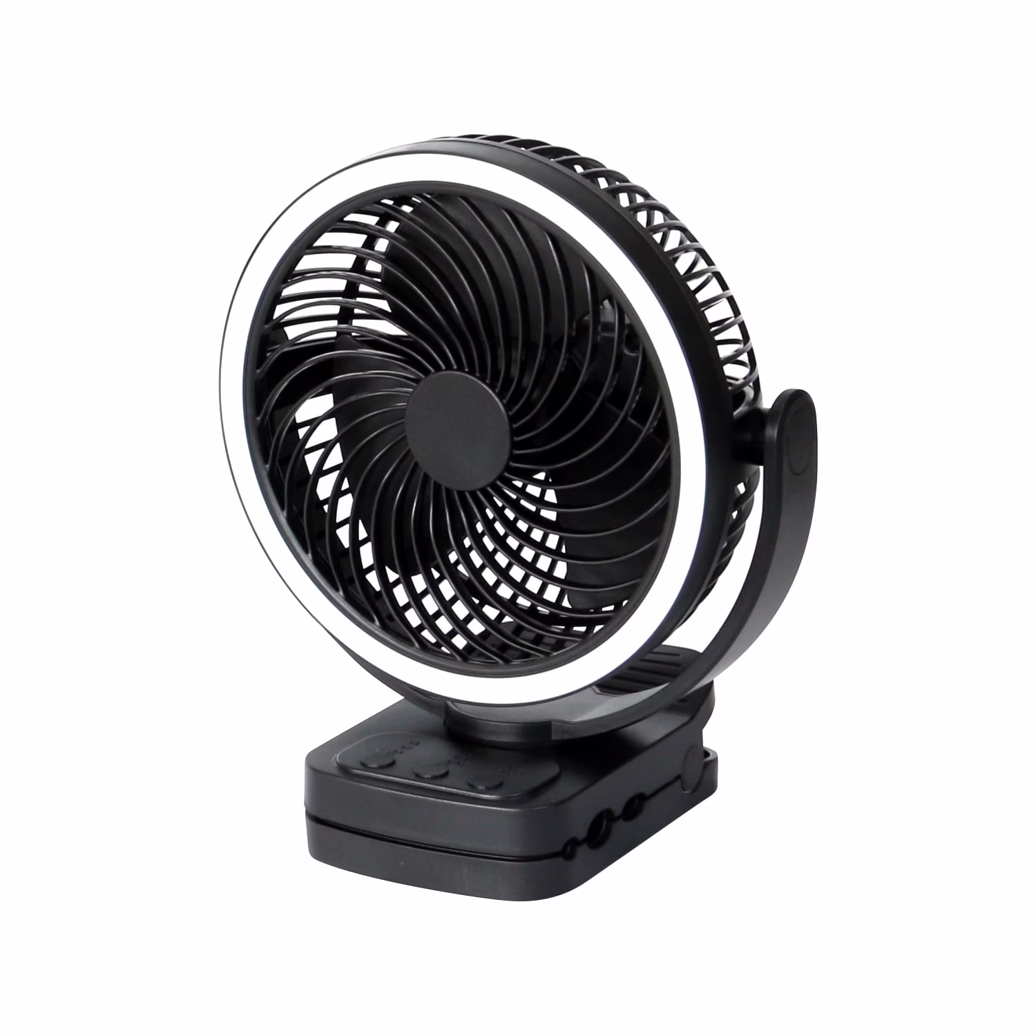 Ventilador de mesa de 7" y 4 velocidades recargable con luz LED -Mainstays