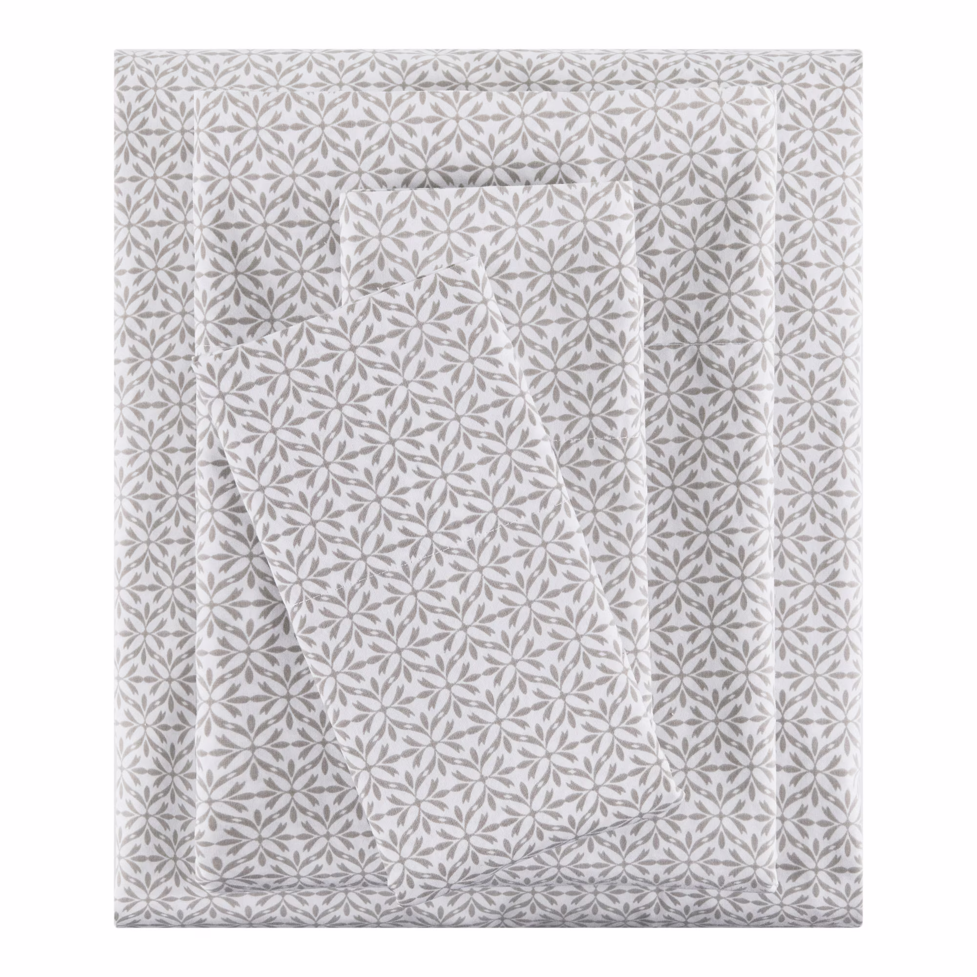 Juego de sábanas de 4 piezas tamaño Full con estampado de copos gris -Mainstays