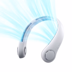 Ventilador de cuello portátil, 5 velocidades, 4000mAh recargable por USB -JISULIFE