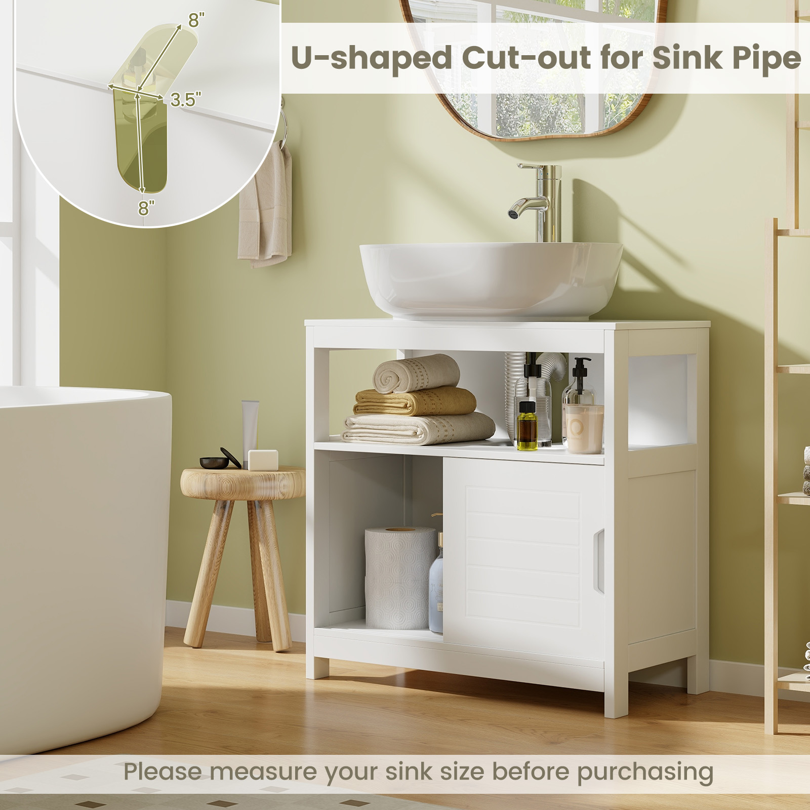 Mueble de almacenamiento para baño color blanco -Costway - Imagen 4