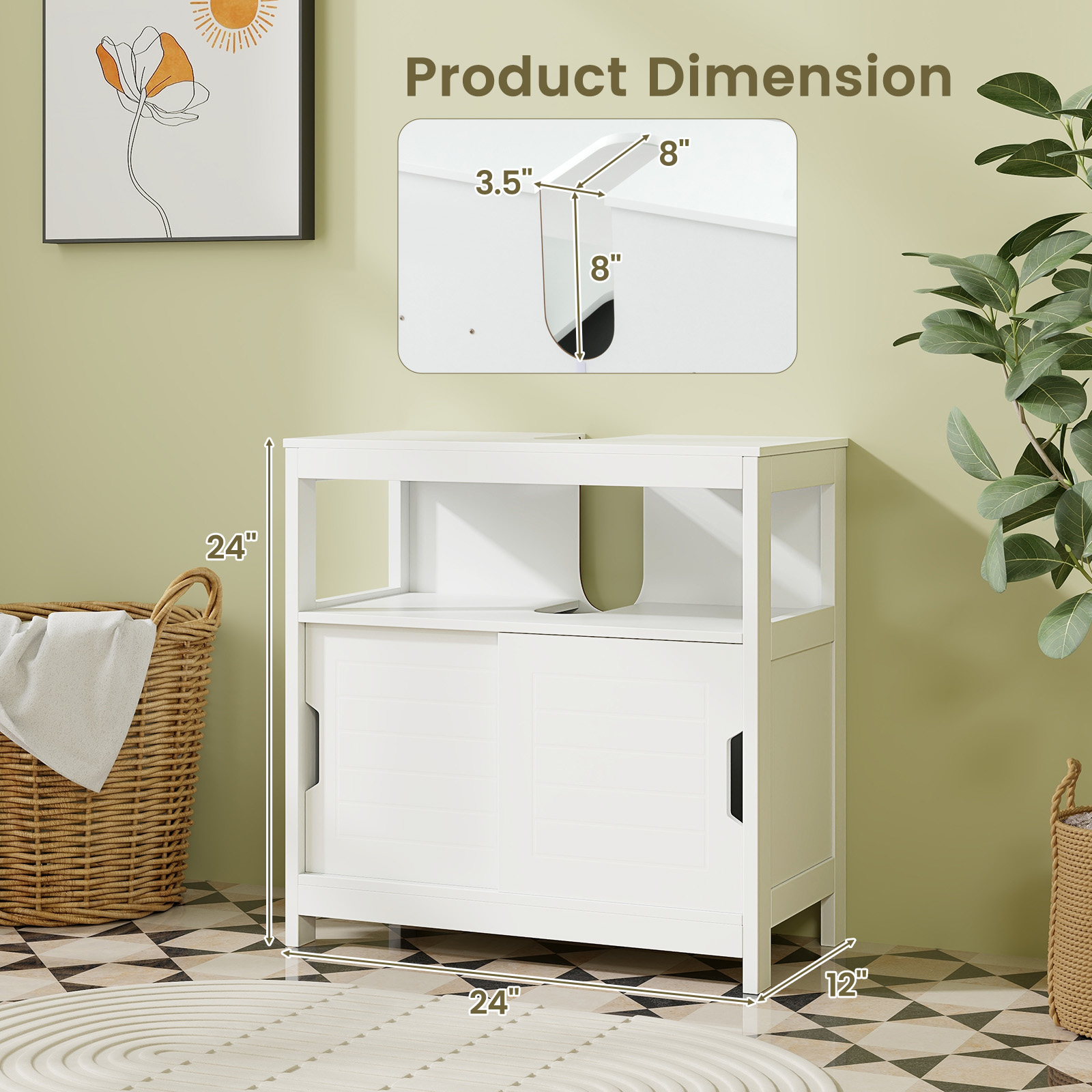 Mueble de almacenamiento para baño color blanco -Costway - Imagen 5