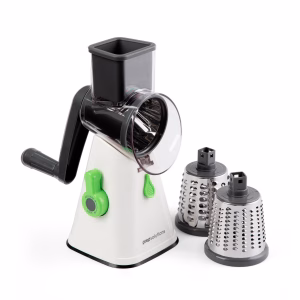 Rallador/Rebanador manual rotatorio con tambores de acero inoxidable -PrepSolutions