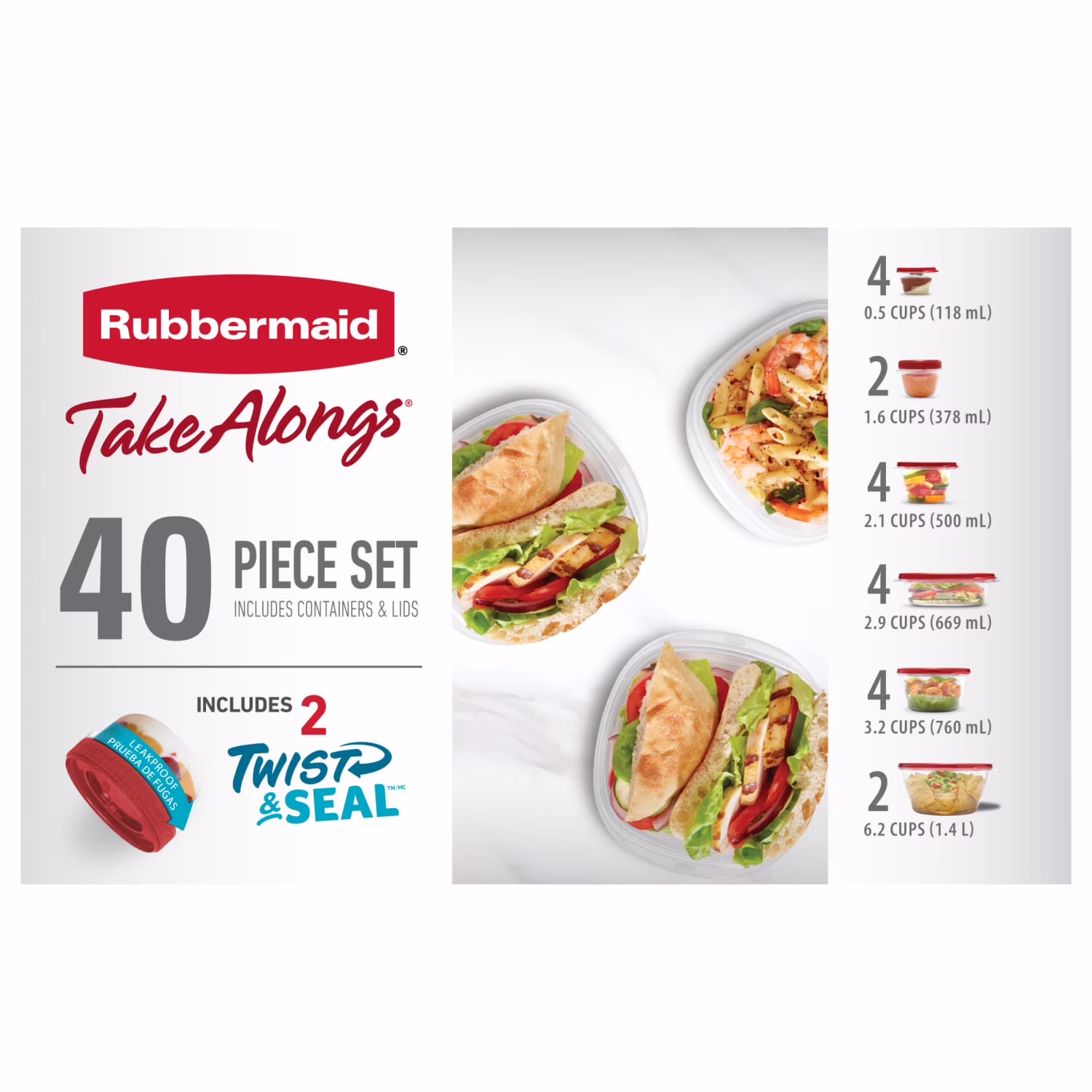 Juego de contenedores para alimento de 40 piezas -Rubbermaid - Imagen 2