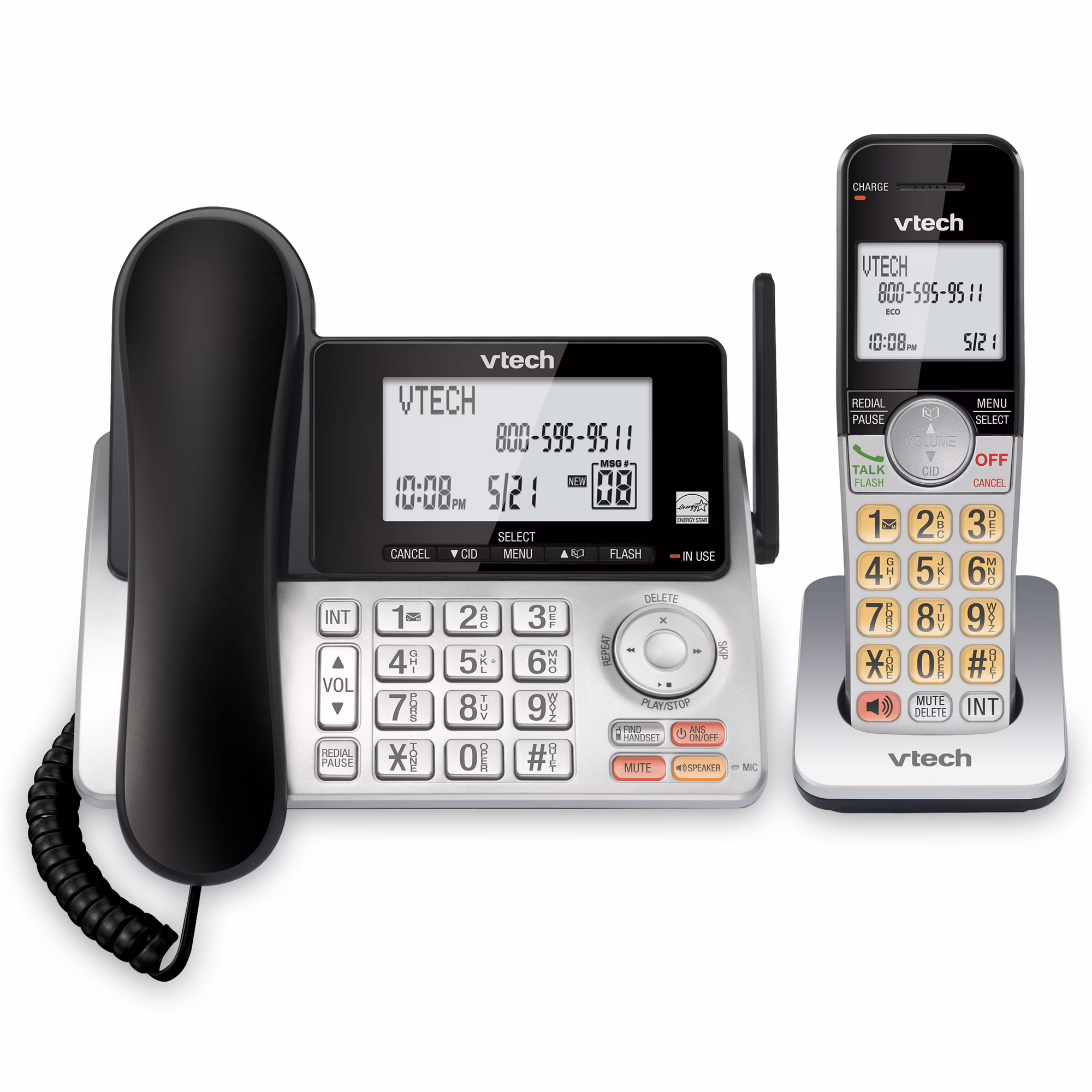 Teléfono fijo con sistema de contesta con cable/inalámbrico de alcance extendido -VTech