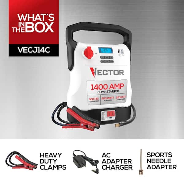 Arrancador de batería de 1400 amperios, compresor, USB y alimentación de CA -VECTOR - Imagen 4