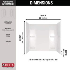 Alternative view of Revestimiento adhesivo para baño de cinco piezas, en blanco brillante -Delta