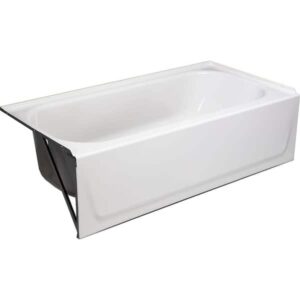 Bañera empotrable de 152 cm x 76 cm con desagüe a la izquierda, color blanco -Bootz