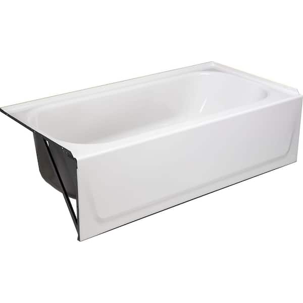 Bañera empotrable de 152 cm x 76 cm con desagüe a la izquierda, color blanco -Bootz