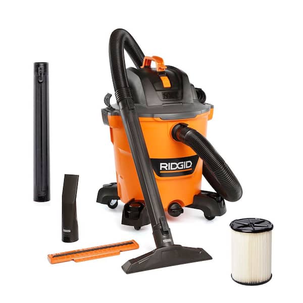 Aspiradora industrial de 12 galones, 5.0 HP de potencia máxima para uso en seco y húmedo -RIDGID