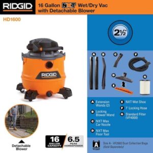 Alternative view of Aspiradora industrial de 16 galones, 6.5 HP de potencia máxima para uso en seco y húmedo -RIDGID