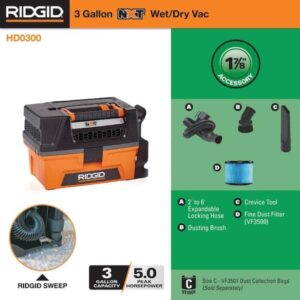 Alternative view of Aspiradora industrial de 3 galones, 5.0 HP de potencia máxima para uso en seco y húmedo -RIDGID