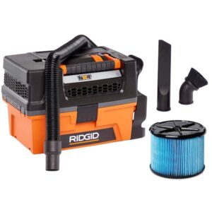 Aspiradora industrial de 3 galones, 5.0 HP de potencia máxima para uso en seco y húmedo -RIDGID