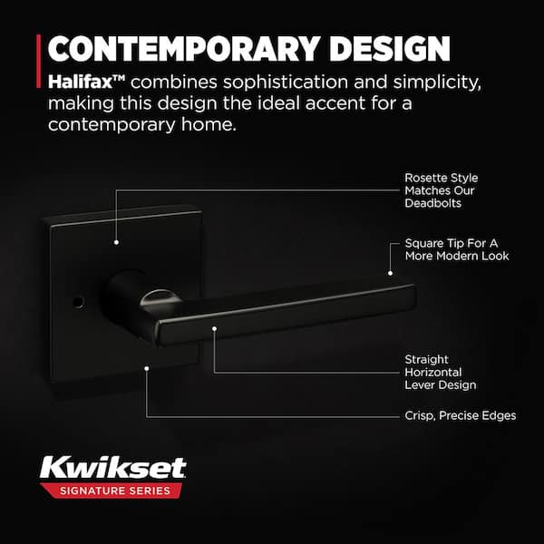 Manija de puerta negra mate para dormitorio/baño con cerradura - Kwikset - Imagen 6
