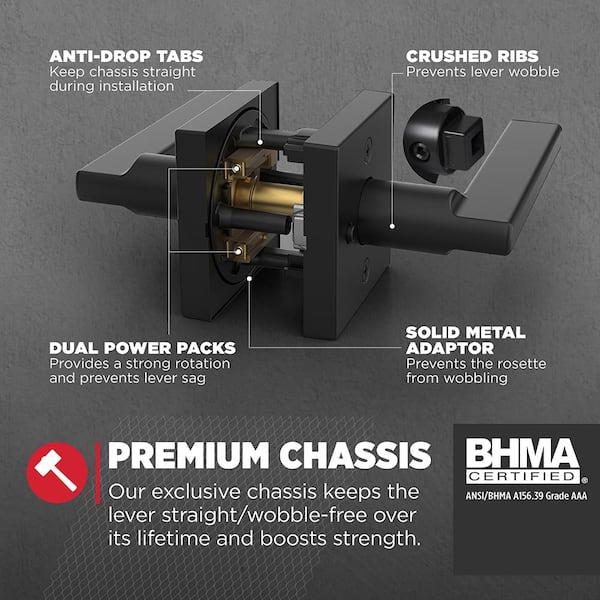 Manija de puerta negra mate para dormitorio/baño con cerradura - Kwikset - Imagen 7