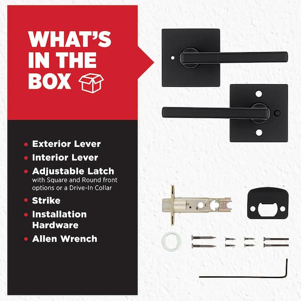 Manija de puerta negra mate para dormitorio/baño con cerradura - Kwikset - Imagen 4