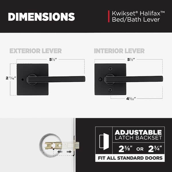 Manija de puerta negra mate para dormitorio/baño con cerradura - Kwikset - Imagen 3