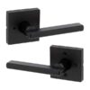 Manija de puerta negra mate para dormitorio/baño con cerradura - Kwikset