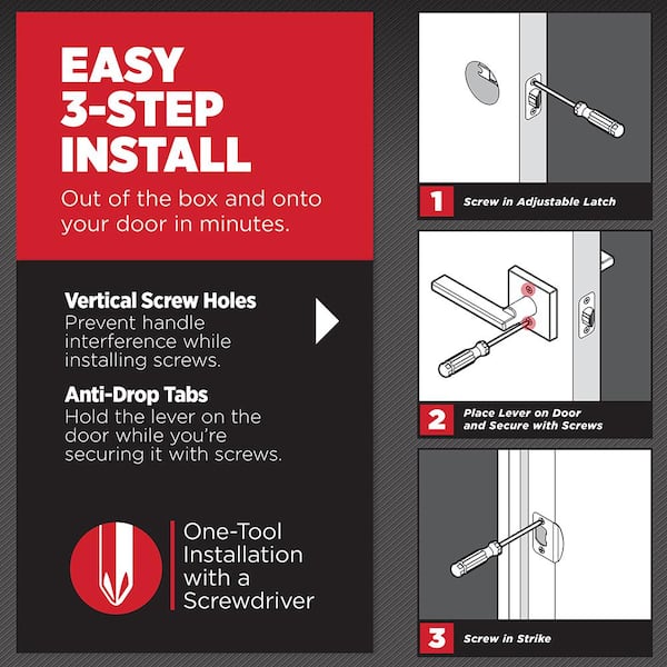 Manija de puerta negra mate para dormitorio/baño con cerradura - Kwikset - Imagen 5