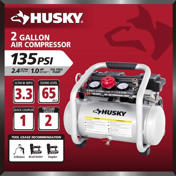 Compresor de aire portátil silencioso de 2 galones y 135 PSI -Husky - Imagen 4