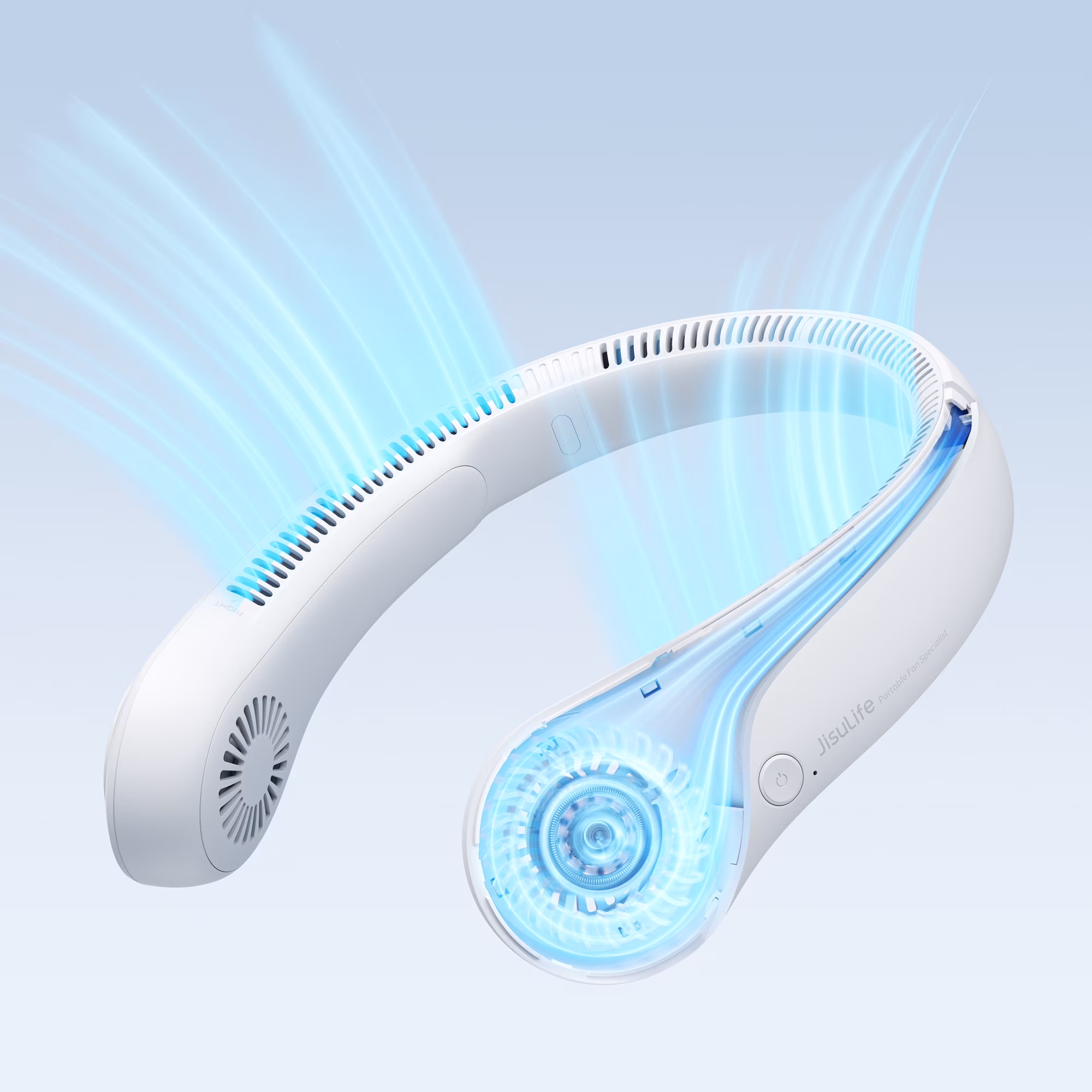 Ventilador de cuello portátil, 5 velocidades, 4000mAh recargable por USB -JISULIFE - Imagen 4