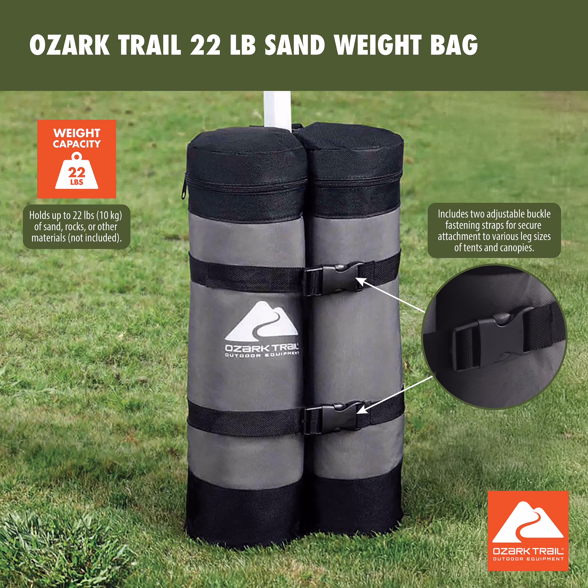 Paquete de 4 Pesas de arena negra de 22 lb para exterior -Ozark Trail - Imagen 7