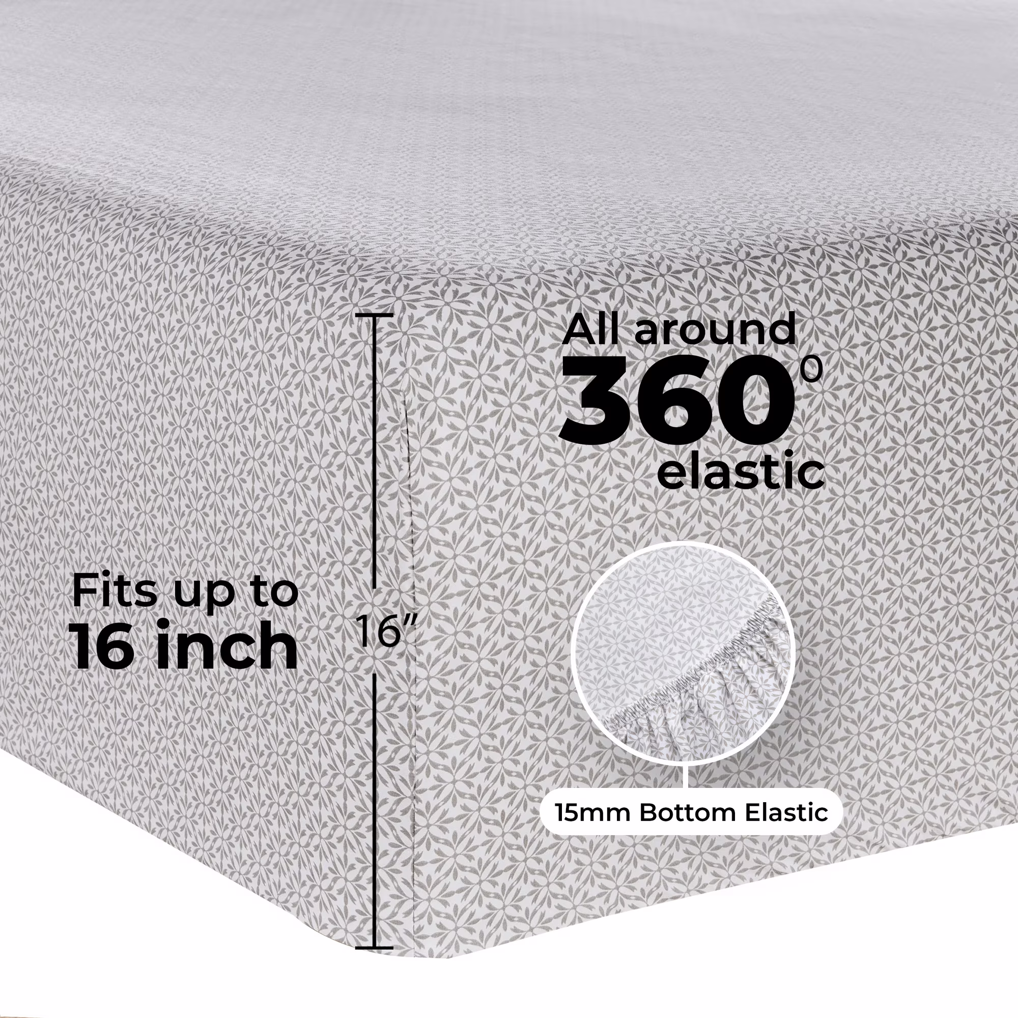 Juego de sábanas de 4 piezas tamaño Full con estampado de copos gris -Mainstays - Imagen 6