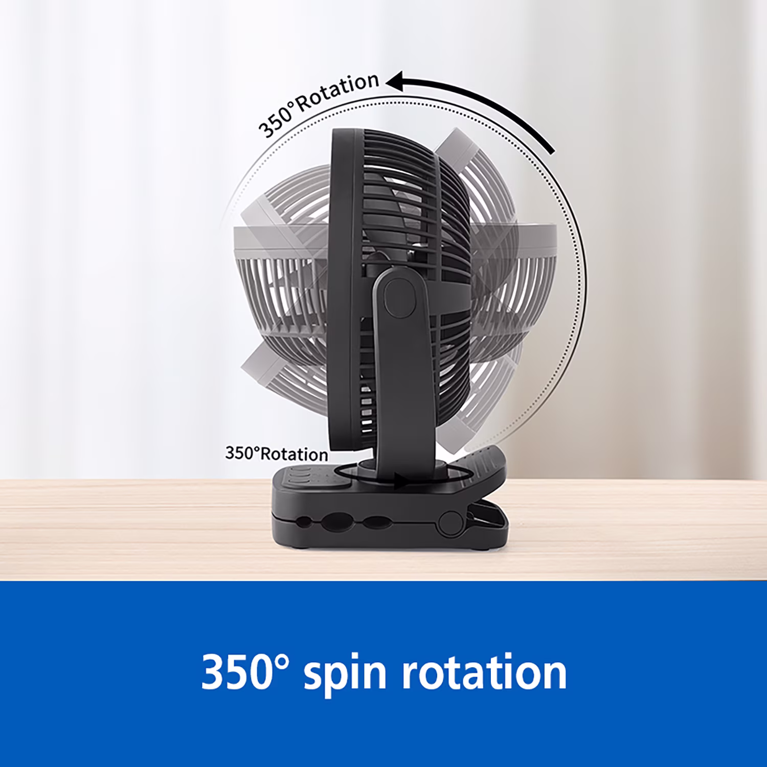 Ventilador de mesa de 7" y 4 velocidades recargable con luz LED -Mainstays - Imagen 4