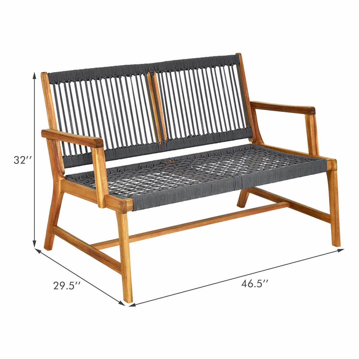 Banco de 2 plazas para exterior de madera de acacia -Costway - Imagen 8