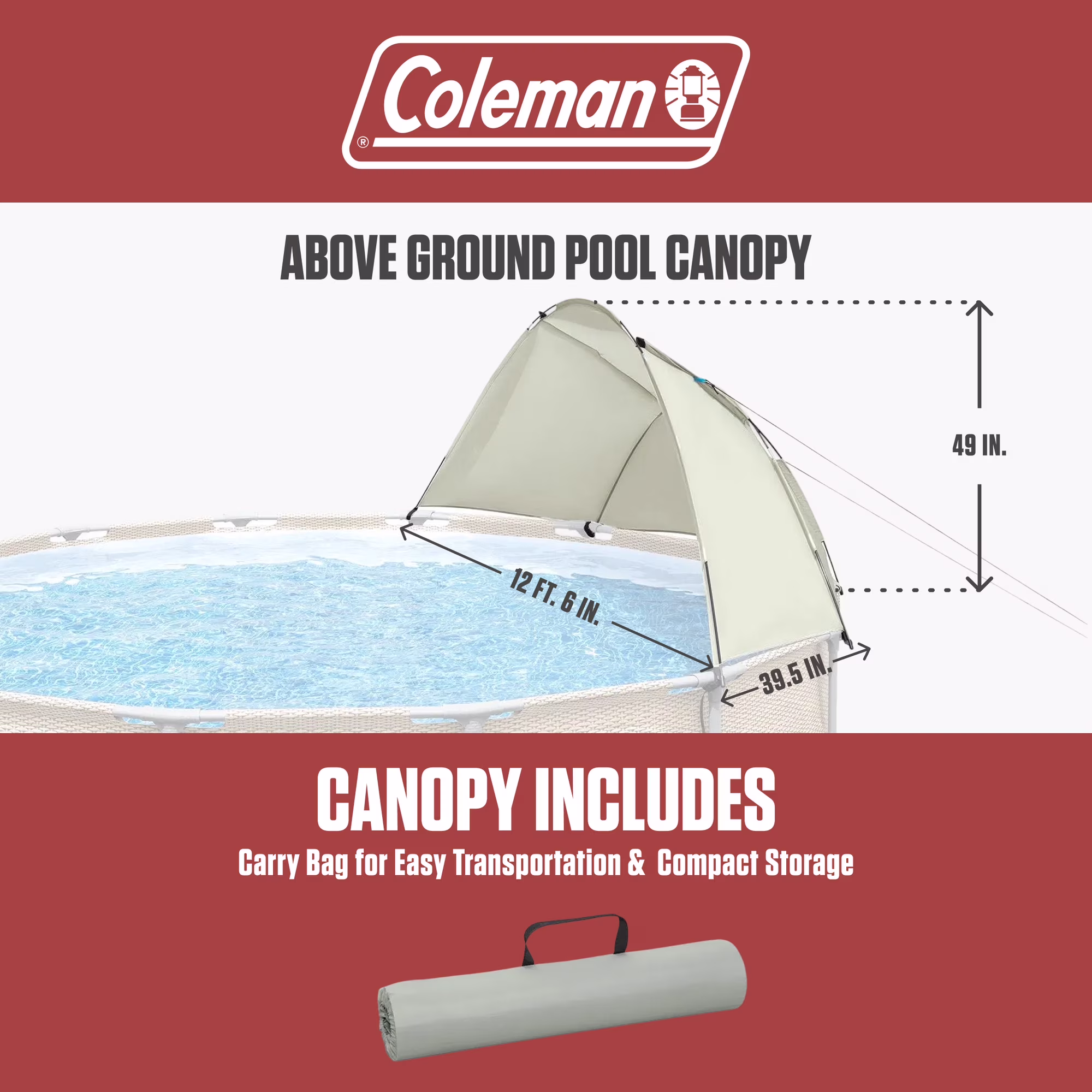 Toldo para albercas elevado de 10-18 ft con parasol semiabierto -Coleman - Imagen 5