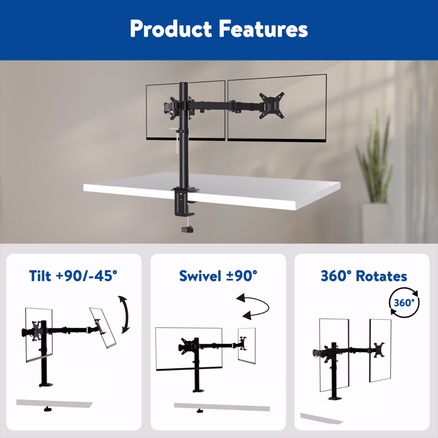 Soporte dual para monitores de hasta 32 pulgadas -Onn - Imagen 3