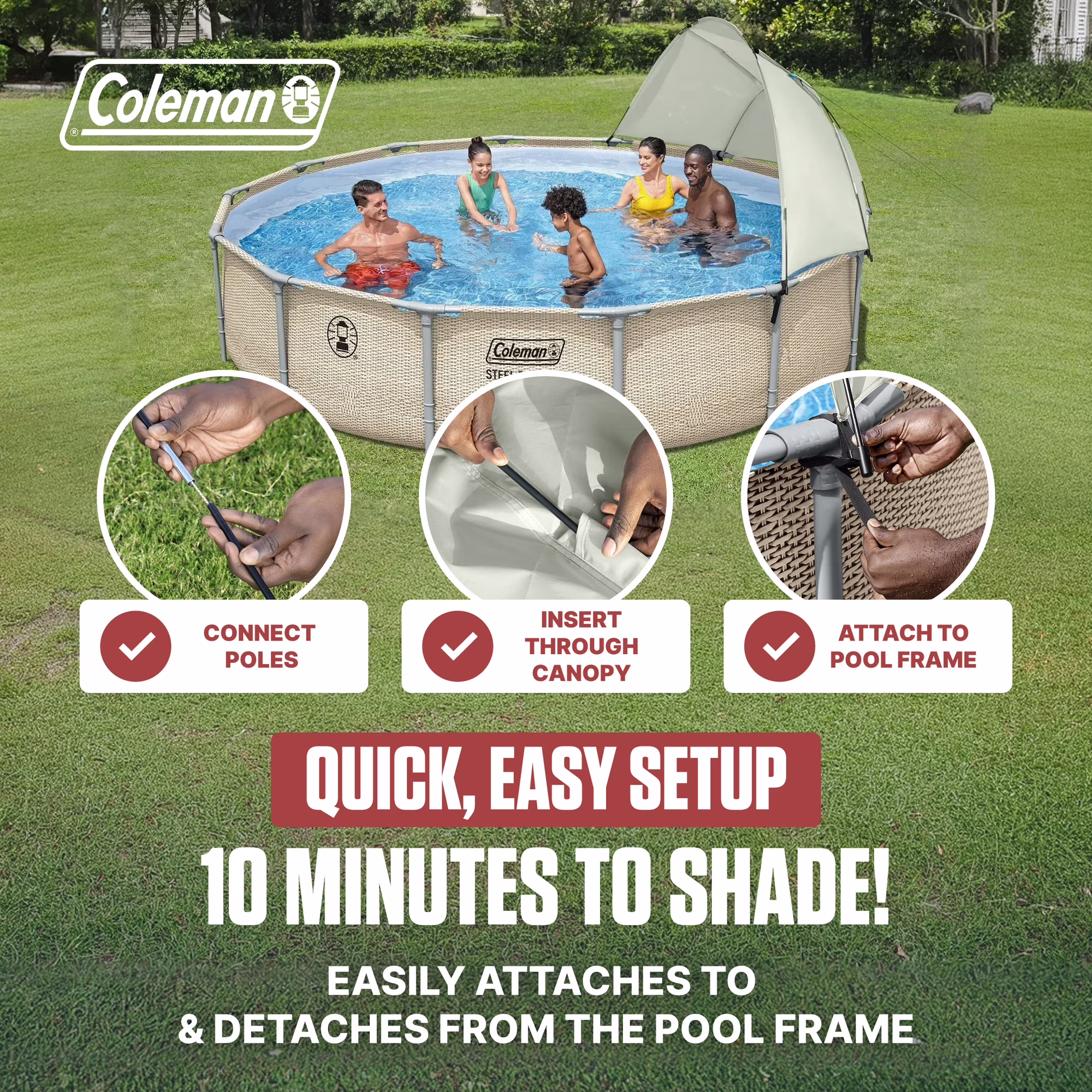 Toldo para albercas elevado de 10-18 ft con parasol semiabierto -Coleman - Imagen 4