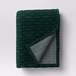 Manta de punto triple, color verde jaspeado de 127 x 152.4 cm -Room Essential