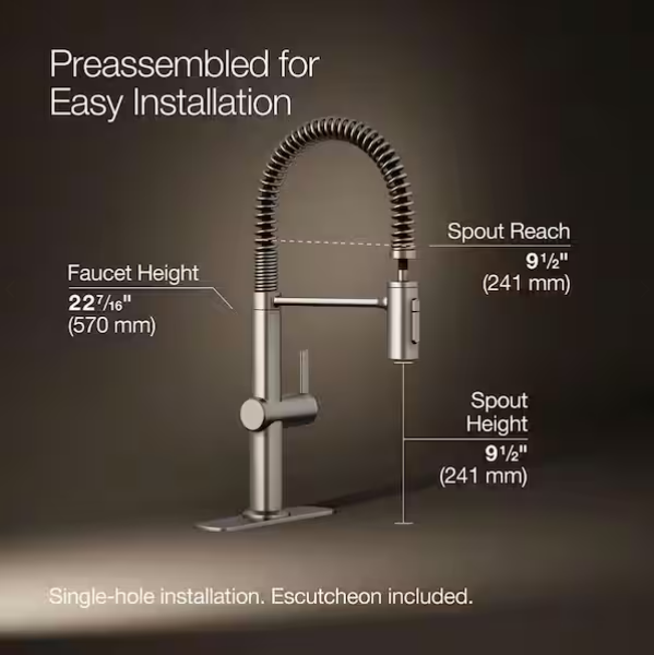 Llave de cocina con rociador extraíble en acero inoxidable brillante plateado -Clarus - Imagen 2