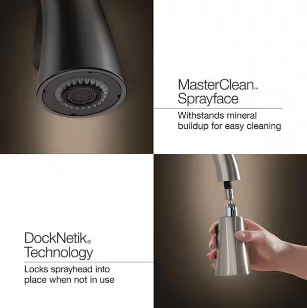 Llave de cocina con rociador extraíble en acero inoxidable brillante plateado -Clarus - Imagen 4