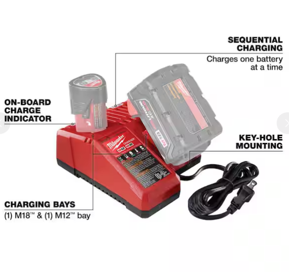 Cargador multivoltaje de baterías de iones de litio (M12 y M18) de 12 V/18 V -Milwaukee - Imagen 2