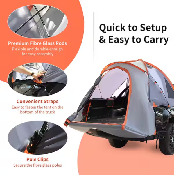 Tienda de campaña compacta para camioneta de 1.5 metros con bolsa de transporte -Costway - Imagen 5