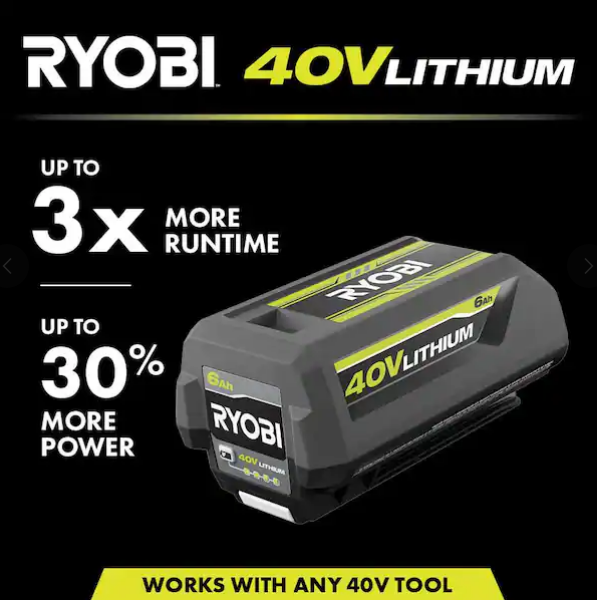 Batería de iones de litio de 40 V y 6,0 Ah de alta capacidad -RYOBI - Imagen 2