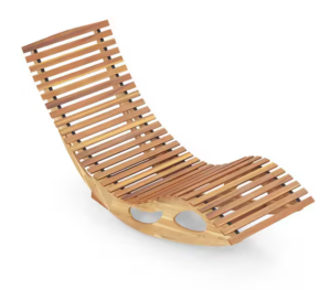 Silla mecedora para exterior de madera de acacia con asiento ergonómico curvo -Kadehome