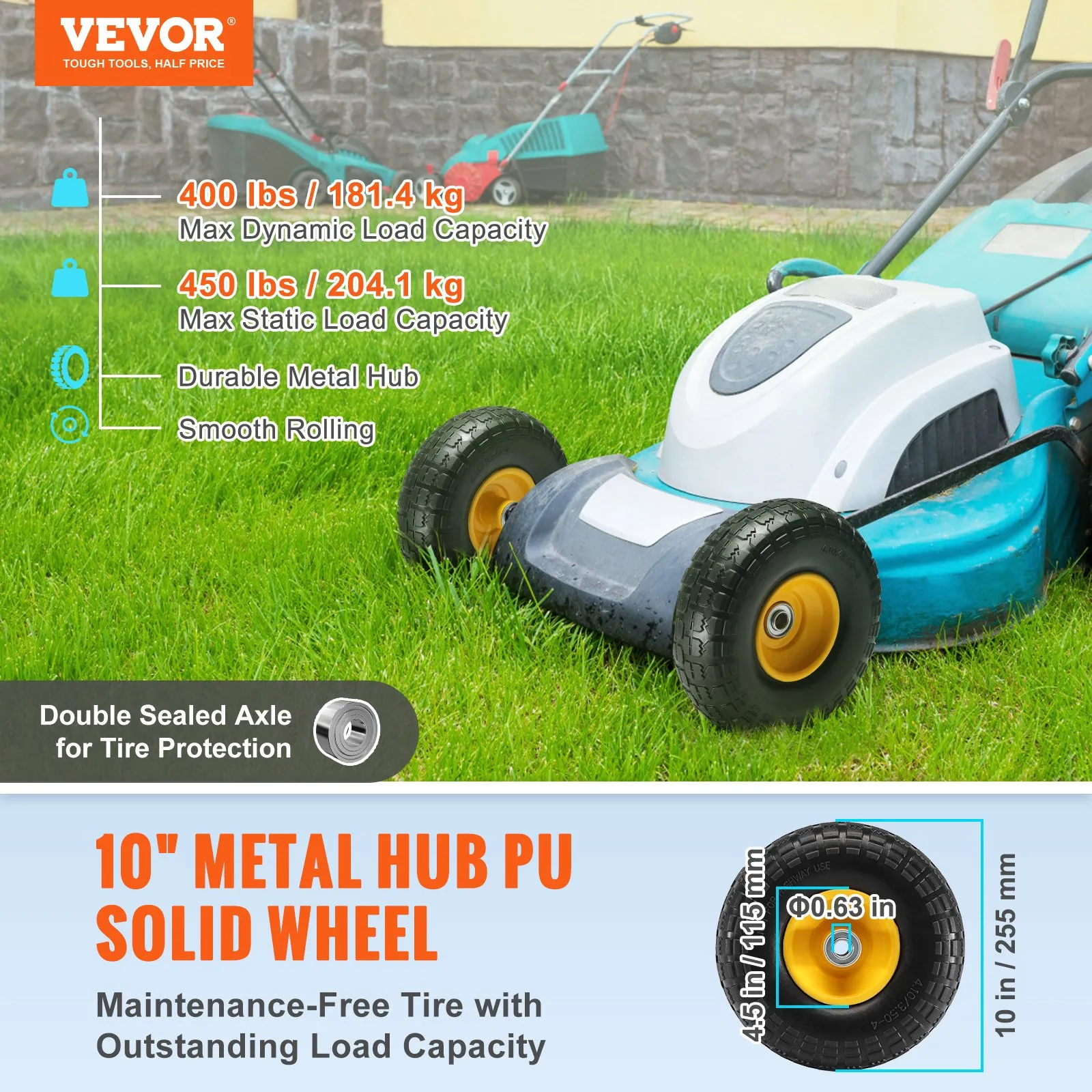 Par de llantas de repuesto PU Run-Flat de 10" -VEVOR - Imagen 7