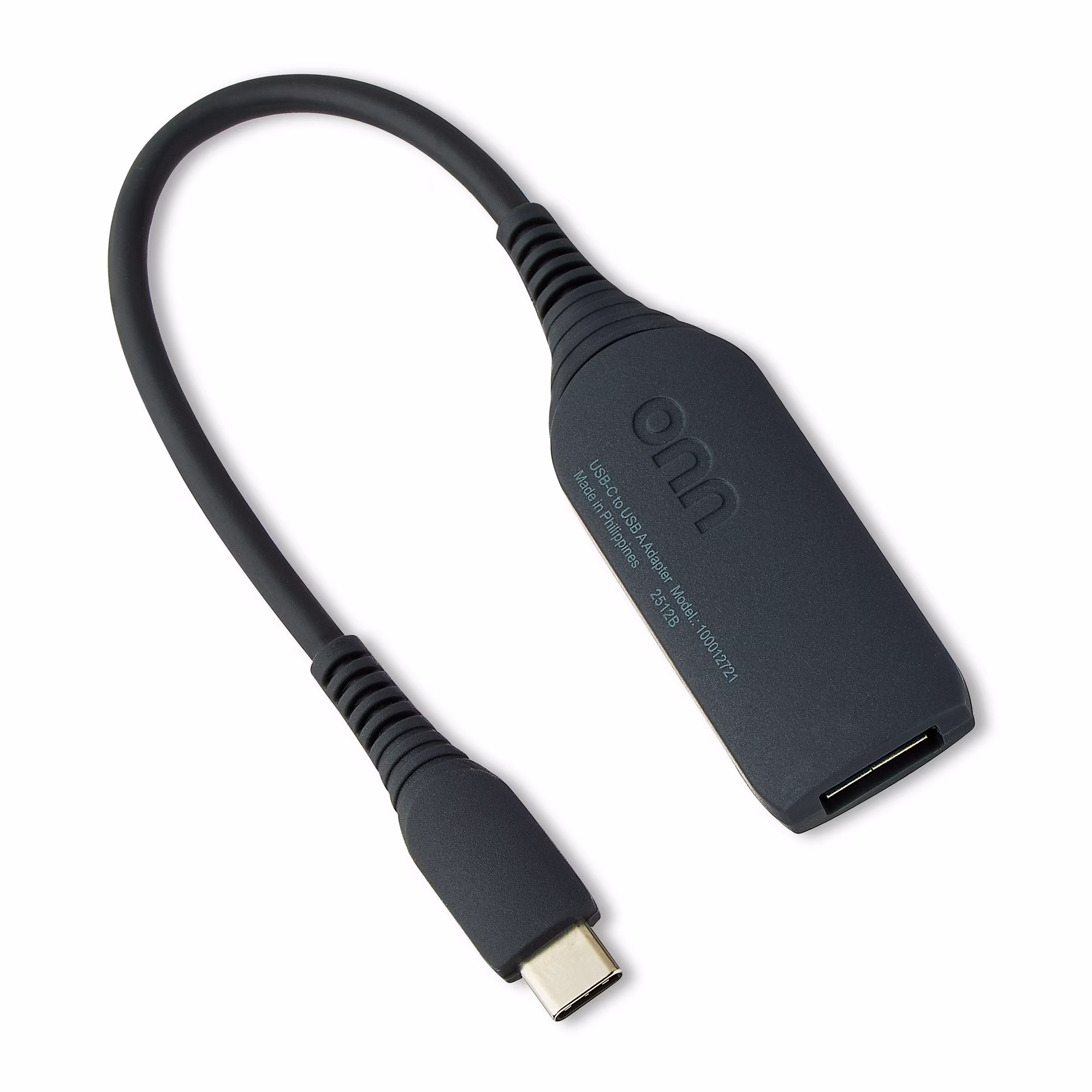 Adaptador USB-C a USB hembra de 4", negro -Onn