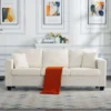 Sofá blanco de 3 plazas con fundas de cojín extraíbles y almohadas