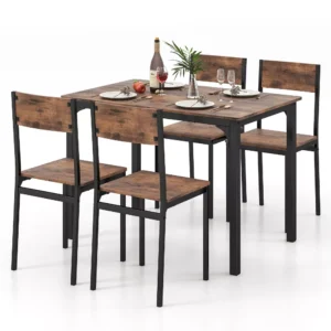 Juego de comedor de 5 piezas, estilo industrial -Costway